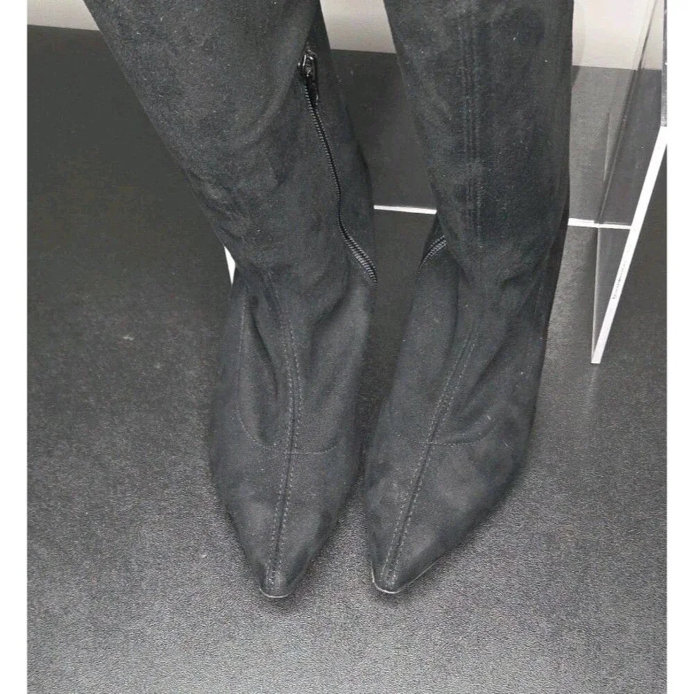 Anthropologie Black Suede Over the Knee Block-Heel Boots Women’s Size 8 EU 38